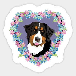 Bernese Mt dog Lover heart purple pink Sticker